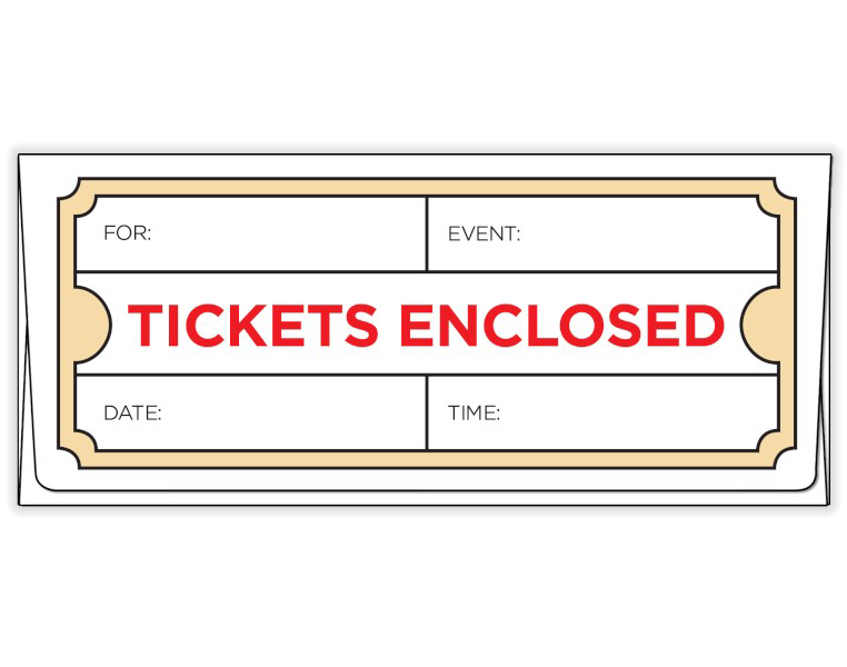 Ticket Envelopes (2 7/8 x 6 1/2) 70lb. White Tickets Enclosed ...