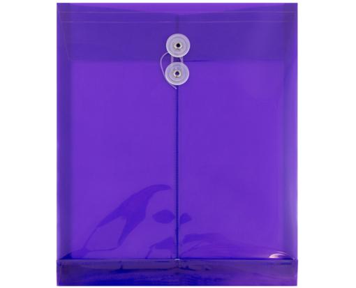 9 3/4 x 11 3/4 Plastic Envelopes with Button & String Tie Closure - Letter Open End - (Pack of 12) Purple