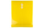 9 3/4 x 11 3/4 Plastic Envelopes with Button & String Tie Closure - Letter Open End - (Pack of 6) Yellow