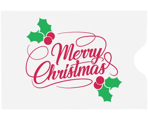 Credit Card Sleeve (2 3/8 x 3 1/2) Merry Christmas on White