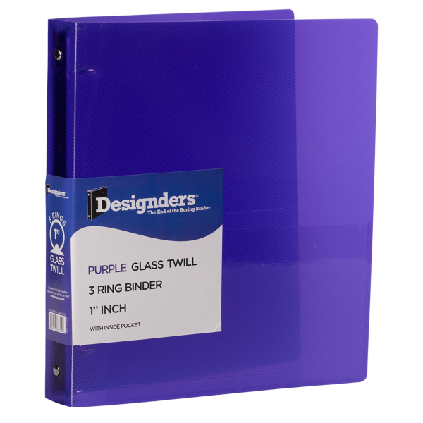 10 3/8 x 1 x 11 5/8 Plastic 1 inch Binder, 3 Ring Binder (Pack of 1) Purple