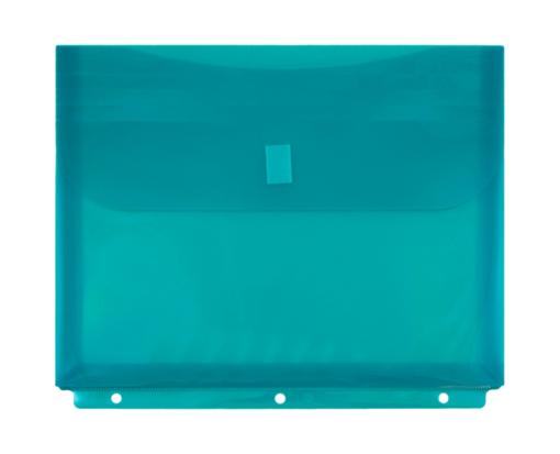 8 5/8 x 11 1/2 Plastic 3 Hole Punch Binder Envelopes with Hook & Loop Closure - Letter Booklet - 1 Inch Expansion - (Pack of 12) Teal
