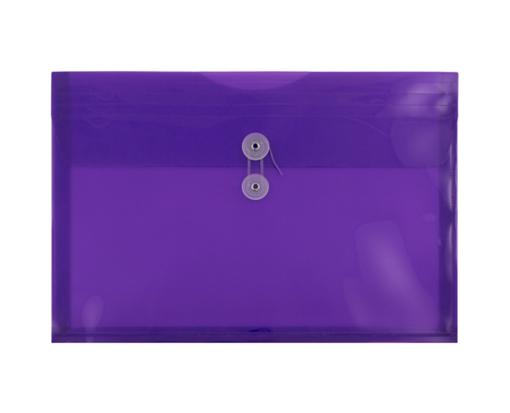 9 3/4 x 14 1/2 Plastic Envelopes with Button & String Tie Closure - Legal Booklet - (Pack of 12) Purple