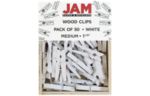 Medium 1 1/8 Inch Wood Clip Clothespins (Pack of 50) White