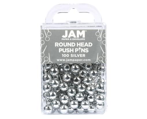 Colorful Round Top Push Pins (Pack of 100) Silver