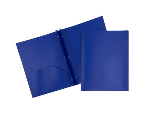 Two Pocket Plastic POP Presentation Folders With Metal prongs (Pack of 6) Dark Blue