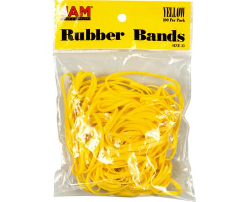 Colorful Rubber Bands - Size 33 (Pack of 100) Yellow