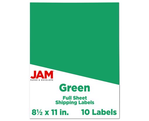 8 1/2 x 11 Full Page Label (Pack of 10) Green