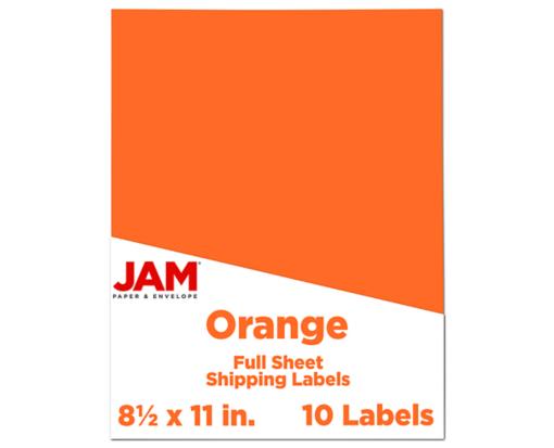 8 1/2 x 11 Full Page Label (Pack of 10) Orange