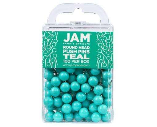 Colorful Round Top Push Pins (Pack of 100) Teal