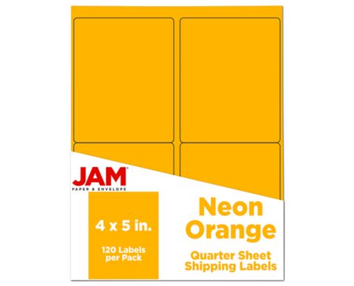 4 x 5 Rectangle Label (Pack of 120) Neon Orange