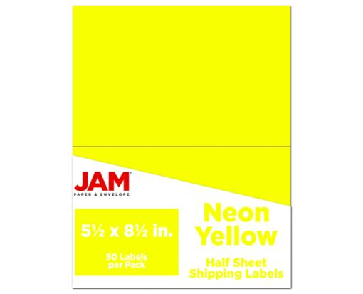 5 1/2 x 8 1/2 Half Page Shipping Label (Pack of 50) Neon Yellow