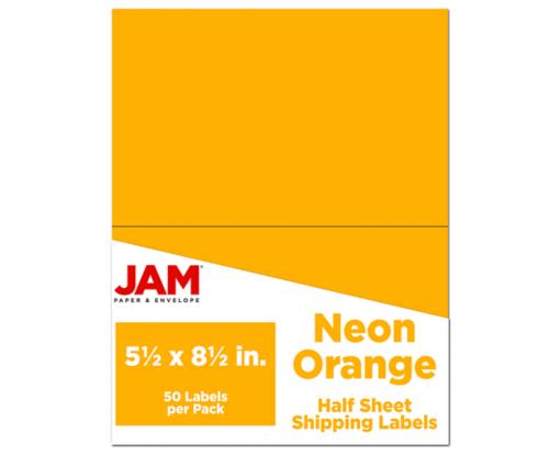 5 1/2 x 8 1/2 Half Page Shipping Label (Pack of 50) Neon Orange
