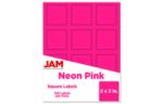 2 x 2 Square Label (Pack of 120) Neon Pink