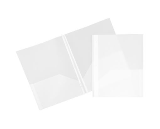 Two Pocket Plastic POP Presentation Folders With Metal prongs (Pack of 6) Clear