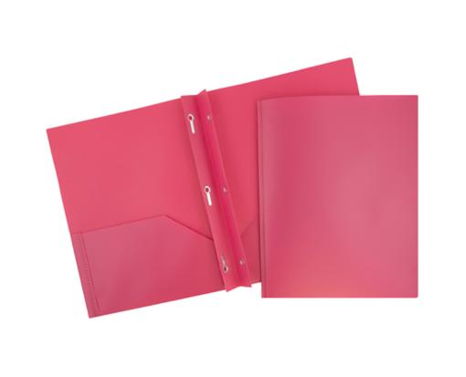 Two Pocket Plastic POP Presentation Folders With Metal prongs (Pack of 6) Fuchsia Hot Pink