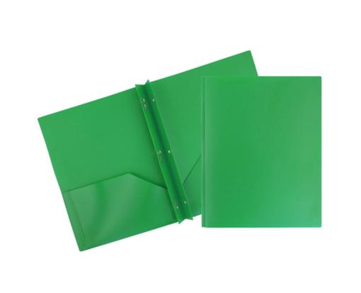 Two Pocket Plastic POP Presentation Folders With Metal prongs (Pack of 6) Green