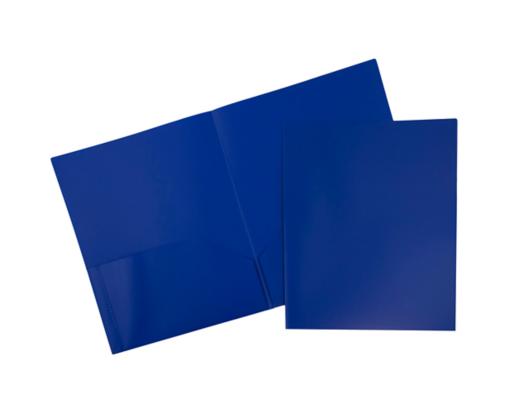 Two Pocket Plastic POP Presentation Folders (Pack of 6) Blue