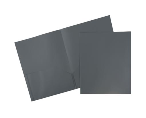 Two Pocket Plastic POP Presentation Folders (Pack of 6) Gray