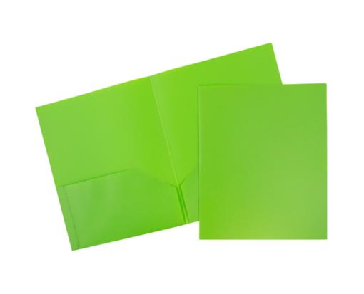 Two Pocket Plastic POP Presentation Folders (Pack of 6) Lime Green