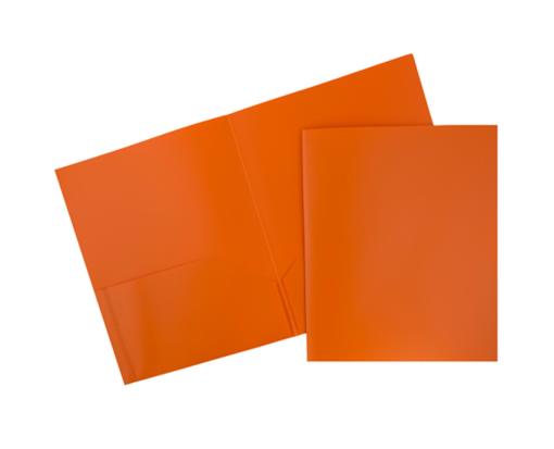 Two Pocket Plastic POP Presentation Folders (Pack of 6) Orange