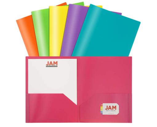 Two Pocket Plastic POP Presentation Folders (Pack of 6) Assorted