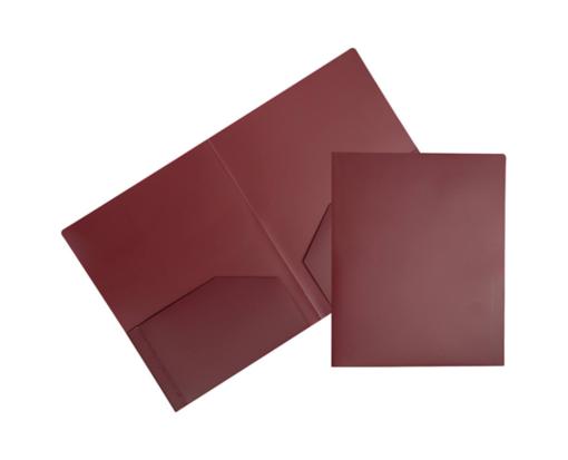 Two Pocket Heavy Duty Plastic Presentation Folders (Pack of 6) Burgundy