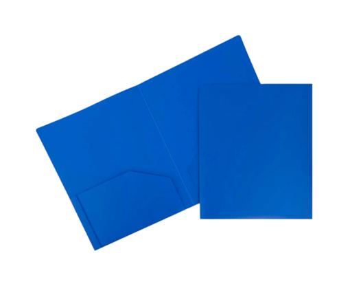 Two Pocket Heavy Duty Plastic Presentation Folders (Pack of 6) Blue