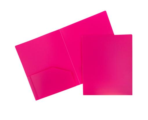 Two Pocket Heavy Duty Plastic Presentation Folders (Pack of 6) Fuchsia Hot Pink