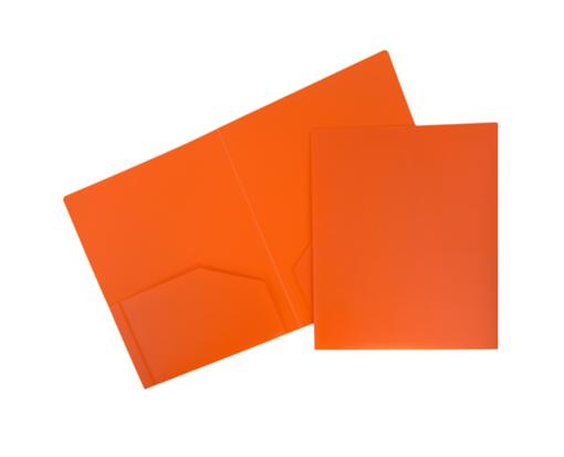 Two Pocket Heavy Duty Plastic Presentation Folders (Pack of 6) Orange