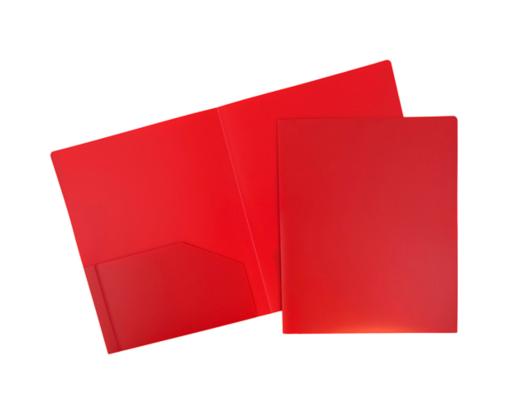 Two Pocket Heavy Duty Plastic Presentation Folders (Pack of 6) Red