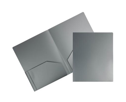 Two Pocket Heavy Duty Plastic Presentation Folders (Pack of 6) Silver
