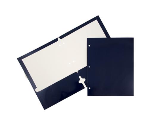 Two Pocket 3 Hole Punch Glossy Presentation Folders (Pack of 6) Navy