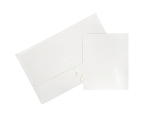 Two Pocket 3 Hole Punch Glossy Presentation Folders (Pack of 6) White