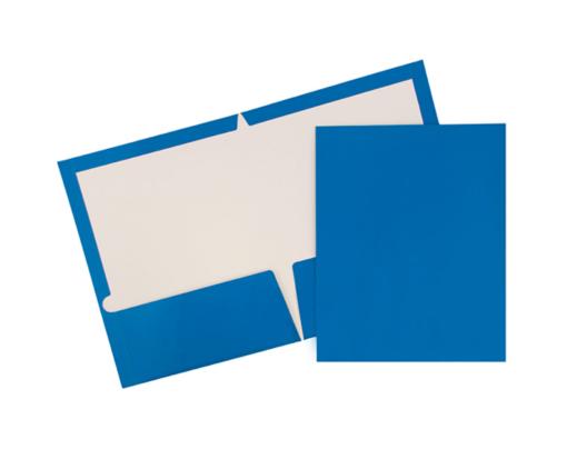 Two Pocket Glossy Presentation Folders (Pack of 6) Blue