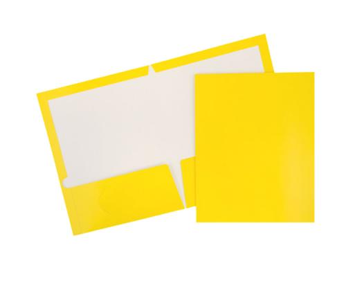 Two Pocket Glossy Presentation Folders (Pack of 6) Yellow