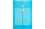 6 1/4 x 9 1/4 Plastic Envelopes with Button & String Tie Closure - Open End - (Pack of 12) Blue