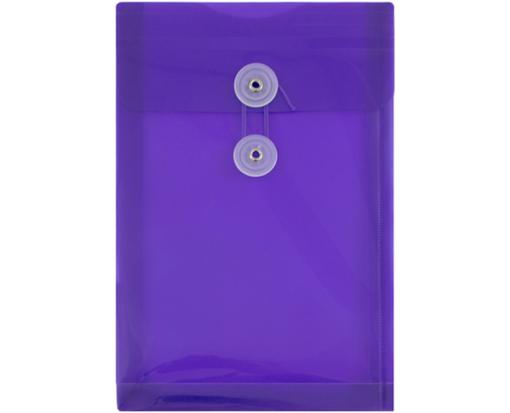 6 1/4 x 9 1/4 Plastic Envelopes with Button & String Tie Closure - Open End - (Pack of 12) Purple