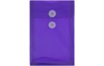 6 1/4 x 9 1/4 Plastic Envelopes with Button & String Tie Closure - Open End - (Pack of 12) Purple