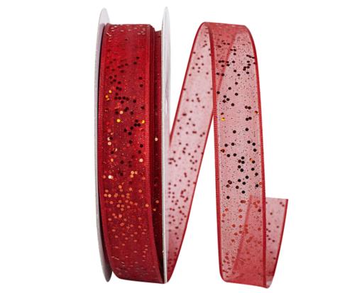 5/8" Sheer Sparkle Ribbon, 25 yards Red