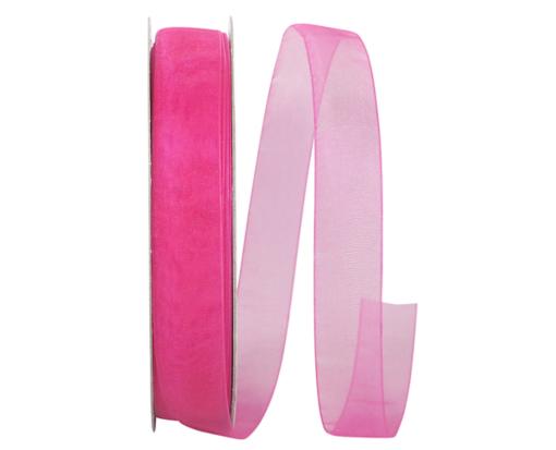 7/8" Chiffon Mono Sheer Ribbon, 100 Yards Shocking Pink