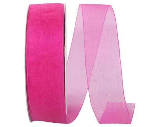 1 1/2" Chiffon Mono Sheer Ribbon, 100 Yards Shocking Pink