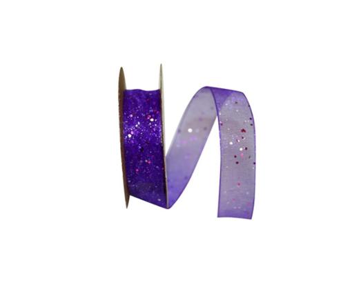5/8" Glitter Mono Sheer Ribbon, 25 Yards Purple