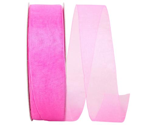 1 1/2" Chiffon Mono Sheer Ribbon, 100 Yards Hot Pink
