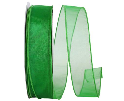 1 1/2" Sheer Lovely Value Wired Edge Ribbon, 50 Yards Emerald Green