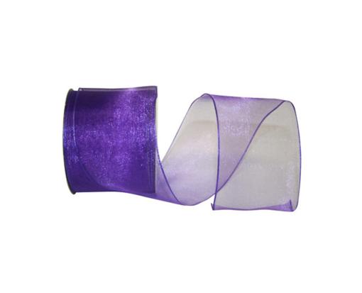 2 1/2" Elegant Woven Sheer Wired Edge Ribbon, 25 Yards Purple