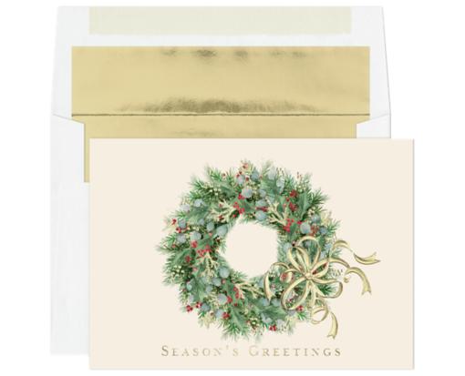 5 5/8  x 7 7/8 Folded Card Set (Pack of 16) Wreath With Berries