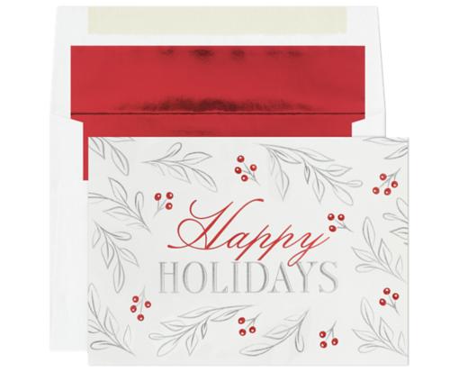 5 5/8  x 7 7/8 Folded Card Set (Pack of 15) Silver & Red