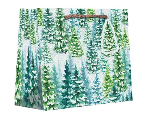 Large (12 1/2 x 10 x 5) Gift Bag - (Pack of 120) Snowy Trees