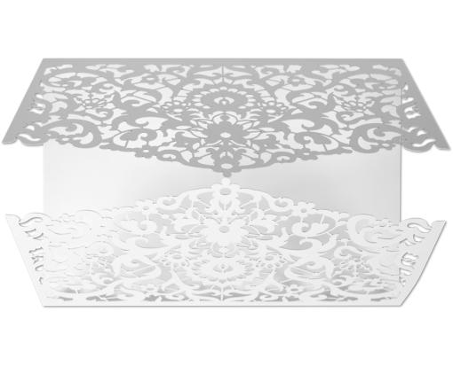 Lace Laser Cut Gatefold Invitation (5 x 7 1/4) White Pointed Lace